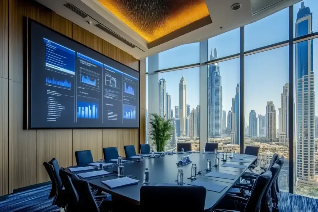 Boardroom at Aegis business center in ADGM, Addax Tower